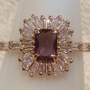 *BP #4517 "Calista" Dark Amethyst Rhodium Plated Band Size 8 Ring BRAND NEW
